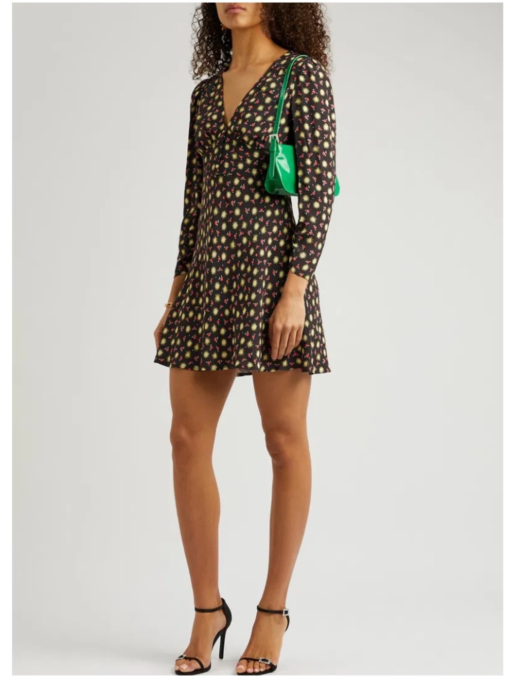 Rixo Dress Jules Graphic-Print Mini in Black Floral